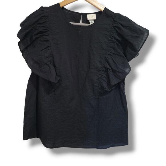 A New Day Women's black Short sleeve Flutter sleeve tank top - small - Picture 1 of 9